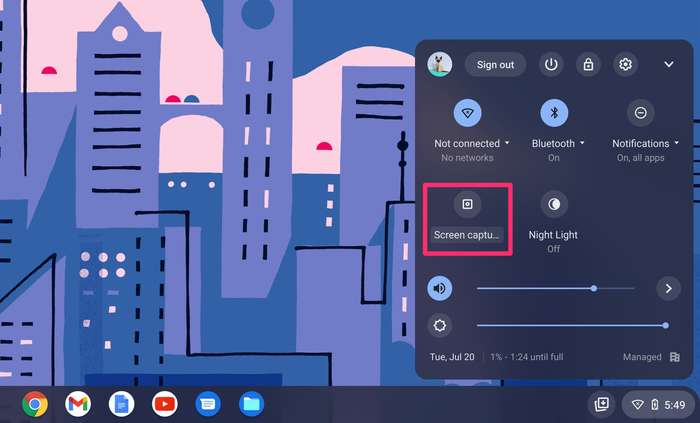 Screenshot of Screen Capture icon on Chromebook