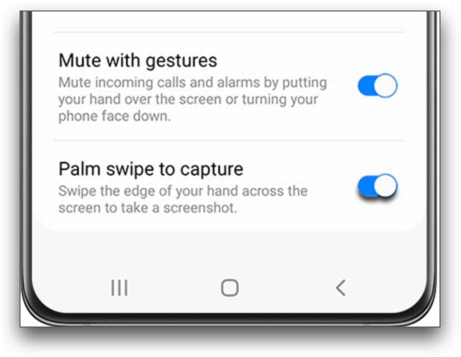 samsung screenshot enable palm swipe to capture