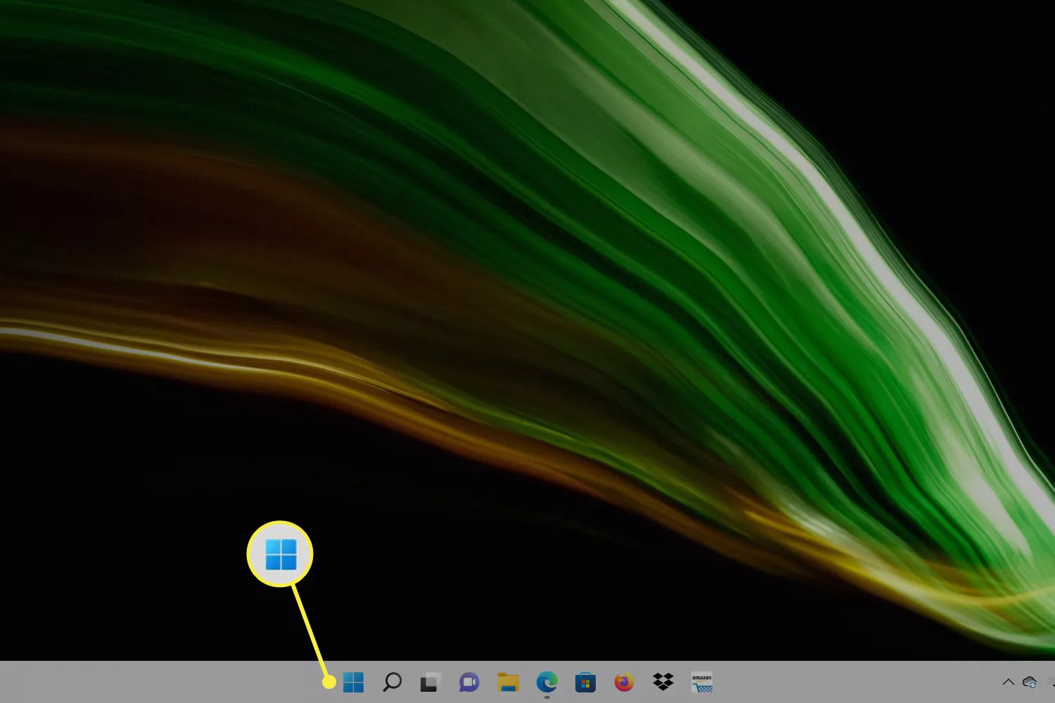A screenshot of the Windows desktop and Start Menu icon highlighted.